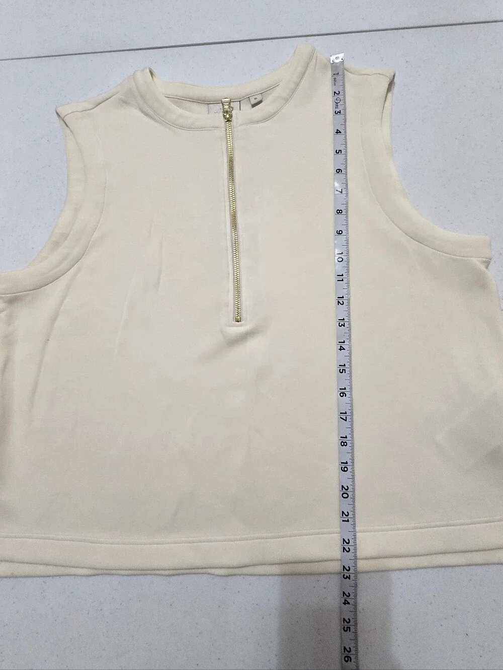 Varley Simmons Half-Zip Tank Doublesoft Pristine Cream Women's XL Sleeveless